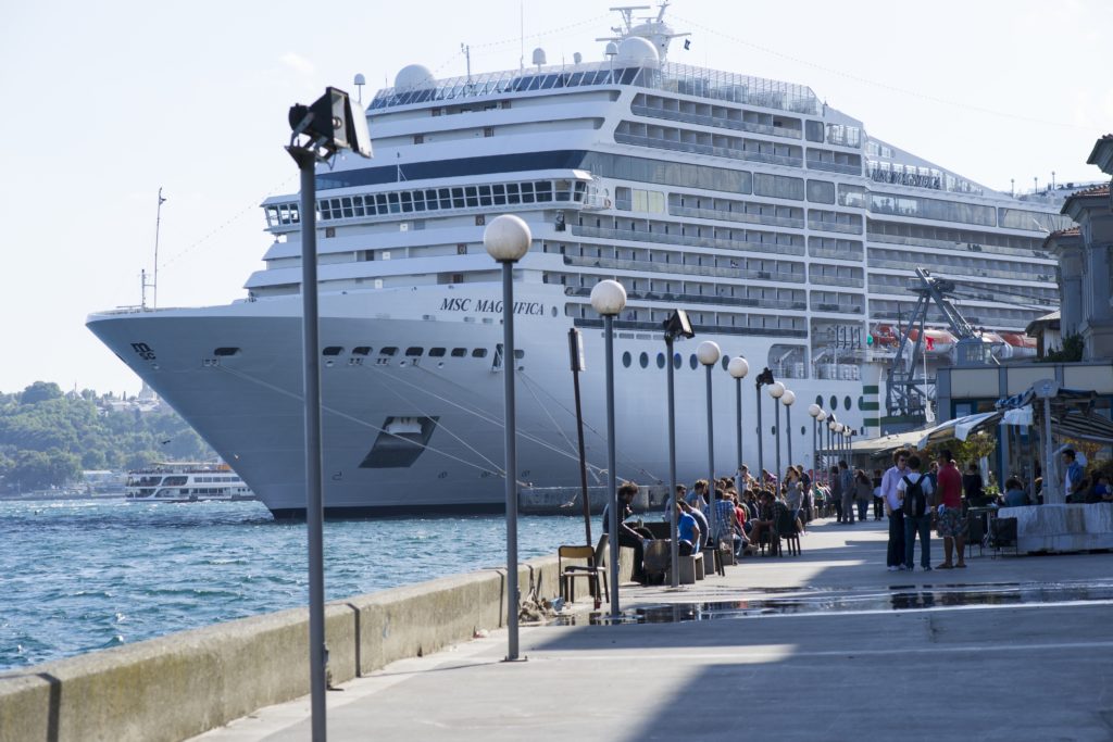 Galataport Mall. Galataport and Cruise Ship in Istanbul Editorial