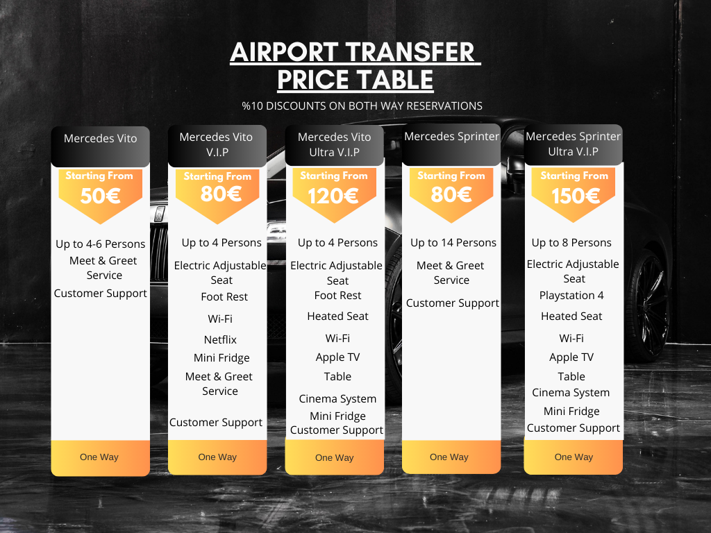 istanbul luxury transfer price list